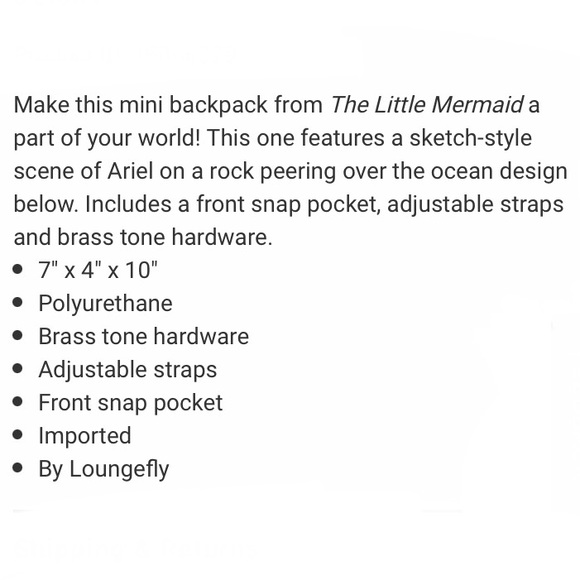 LOUNGEFLY DISNEY THE LITTLE MERMAID Ariel Sketch MINI BACKPACK! - Picture 4 of 4